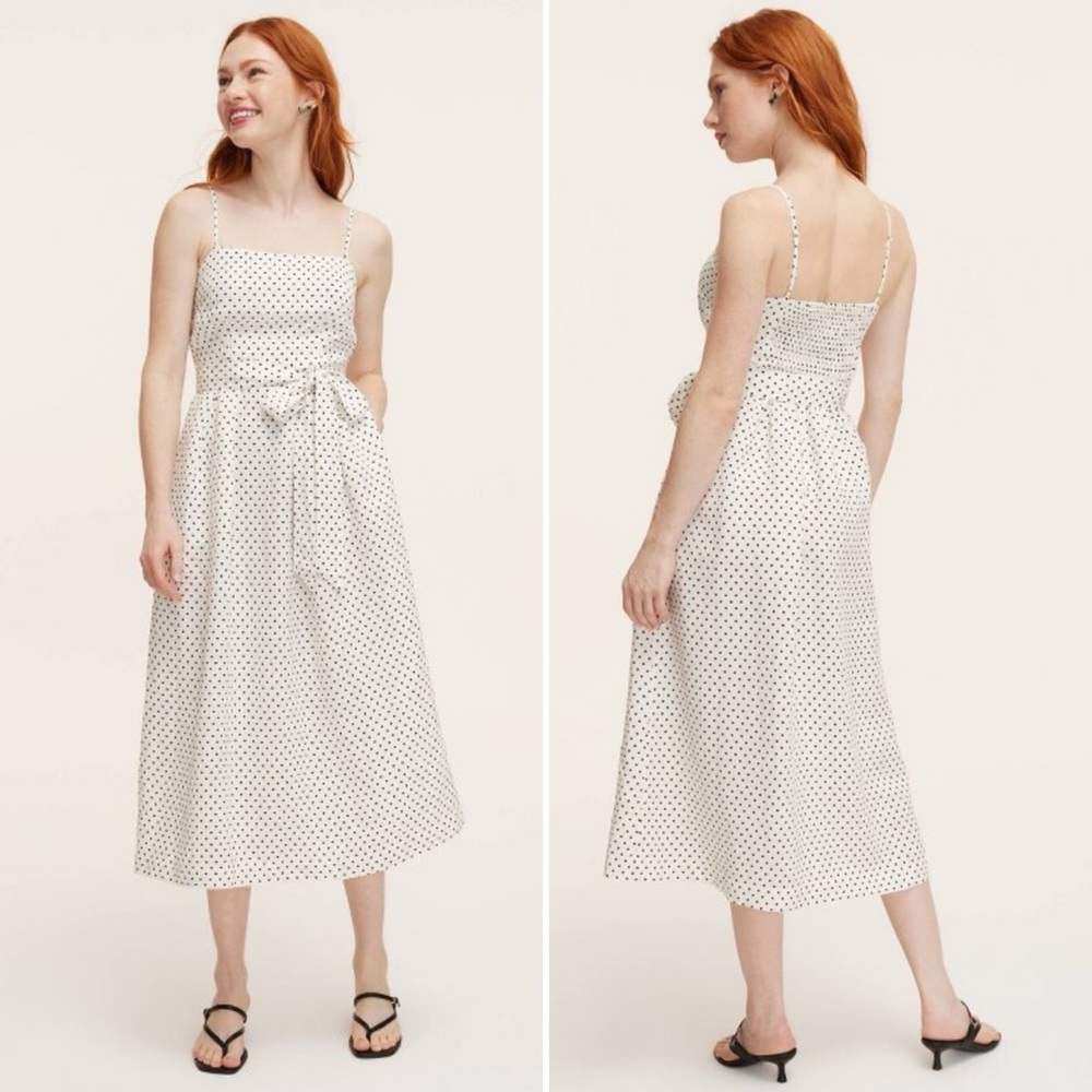 Kate Spade NY X Target Women's White & Black Mini Polka Dot Tie-Waist Midi Dress